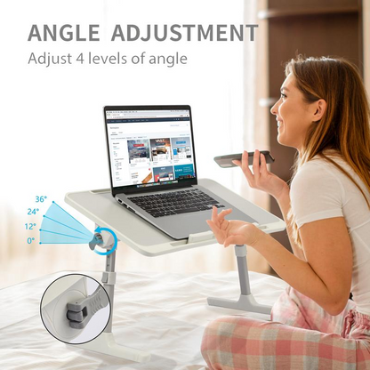 NestDesk | Adjustable Laptop Bed Tray with Cooling Fan, LED Light & Storage Drawer